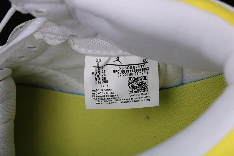 All categories Air Jordan Jordan series basketball shoes Air Jordan 1 High Air Jordan 1 High OG "First Class Flight" Style AJ1 Joe 1 first class flight white and yellow Flight QR code basketball shoes 555088-170